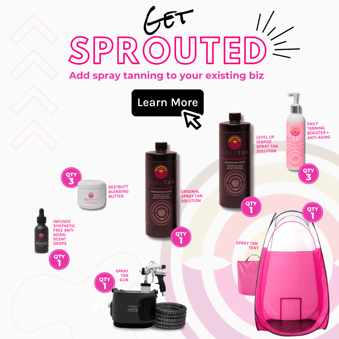 Image showing products included in the Get Sprouted Spray Tan package